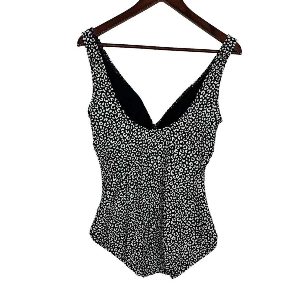 Contours by Coco Reef Black Leopard Print One-Piece Swimsuit Women's 16/40C - Picture 5 of 6